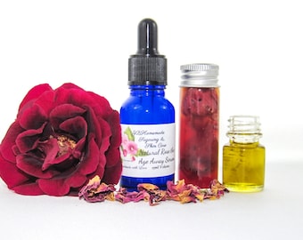 Handcrafted Rose Facial Serum: Avocado & Rosehip Seed Oils, Vitamin E (15ml)