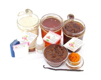 Sugaring Hair Removal Kit: Natural Sugar Wax, Oatmeal & Pumpkin Scrubs