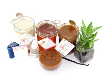 Sugaring Wax Hair Removal Set: Oatmeal, Vanilla, Aloe & Brown Sugar Scrub