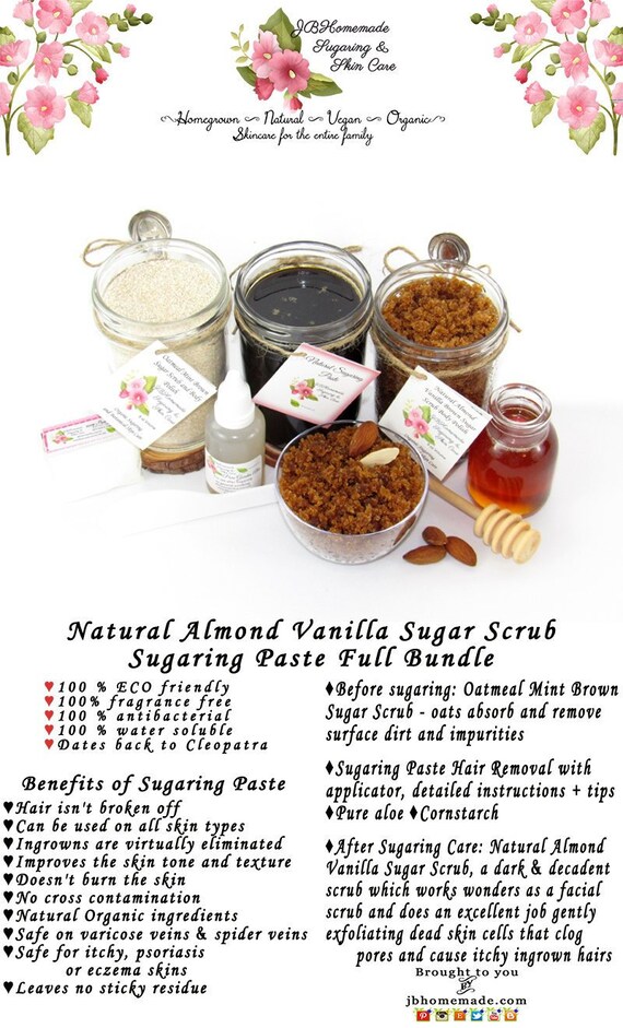 Sugaring Hair Removal Set Oatmeal Scrub Almond Brown Sugar Etsy