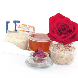 Sugaring Hair Removal Set, Oatmeal Scrub, Red Rose Sugar Scrub - thinner hair, Natural Body sugaring starter set with sugar scrubs