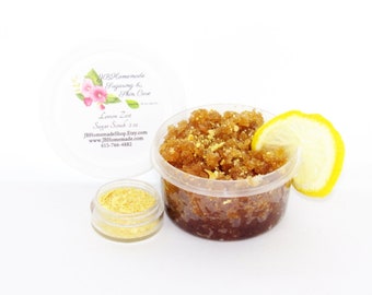 Natural Lemon Zest Sugar Scrub 2 oz Handmade Body scrub Chemical-free