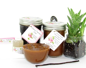 Sugaring Hair Removal Set: Vanilla Aloe Brown Sugar Scrub