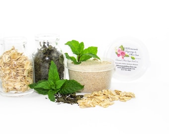 Handmade Colloidal Oatmeal Scrub: Mint Brown Sugar, Soothing Dry Skin (2 Oz)