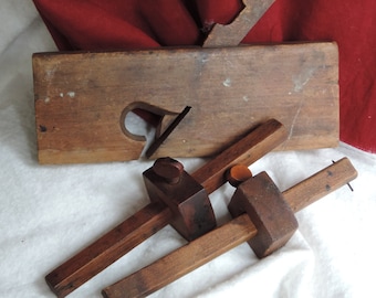 Set of 3 Vintage Woodworking Tools - Wood Scribes - Wood Planer - Carpenters Tools - Woodworking Tools