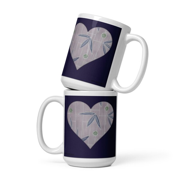 White glossy mug- Purple Bamboo