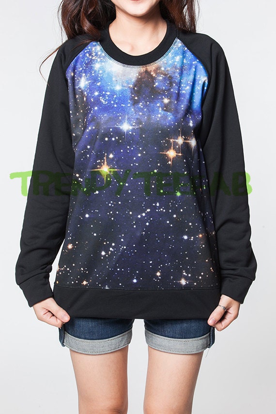 Galaxy Sweaters Shooting Stars Cosmic Black Sweatshirt Women Etsy