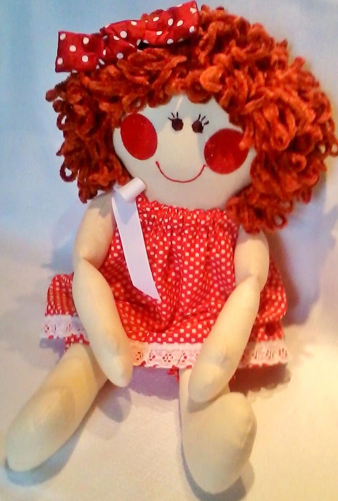 Red Ripper Doll RED ROBIN 16 Inches, Rag Doll, Red Hair, Hair Bow, Doll Clothes, Soft ...