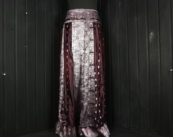 SACRED EARTH - 30-44” Waist TEMPEST Skirt - Size M-L Full Circle Silk Skirt, Colourful Maxi Skirt, Rich Jewel Colours, Swing Flared Skirt