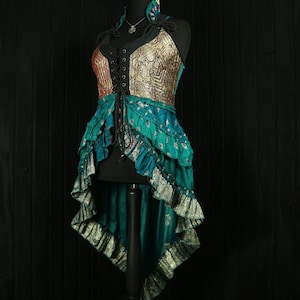 AMIRA - 38” bust RAPHAELLA Gown - Size XL Full Silk Corset Style Bodice Coat Dress, Gothic Steampunk, RenFaire Pirate Medieval Burlesque