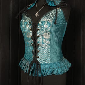 NAIA, Ophelia Bodice Top -  Size L 34&quot;-38&quot; Overbust, Adjustable Front Lacings, Colourful Silk Corset, Bellydance, Cosplay, Fantasy