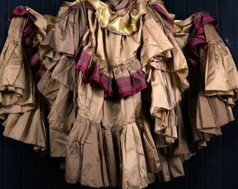 JESSAMIN - 26"-48" Waist Adjustable VAGABOND Skirt - Length 38", Colourful Silk Full Tiered Cosplay Skirt, Larp, RenFaire, Spin Circle,