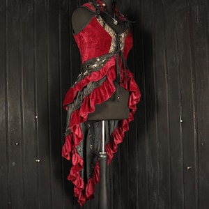 ETOILE - 36&quot; bust ARYA Gown - Size L Velvet Silk Corset Style Bodice Coat Dress, Gothic Steampunk, RenFaire Pirate Medieval Burlesque