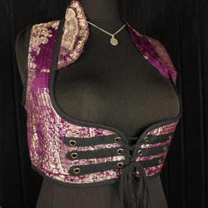 ANDEA - 38-42" Unterbrust ARABELLA Choli - Größe XL Seiden Weste, Midriff Top, bauchfreies Korsett, Cosplay Dance, Pirat Renfaire Larp Meerjungfrau