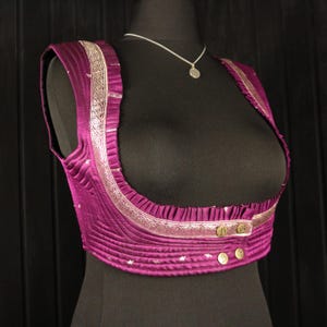 ESTRELLA - 34-38" Underbust BELLA Choli - Size M-L, Adjustable Poppers & Back Lacings, Colourful Silk Undervest, Bellydance, Cosplay. Ren