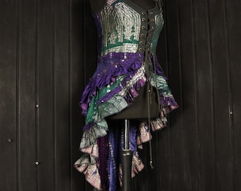 KINSEY - 34” bust RAPHAELLA Gown - Size M Full Silk Corset Style Bodice Coat Dress, Gothic Steampunk, RenFaire Pirate Medieval Burlesque