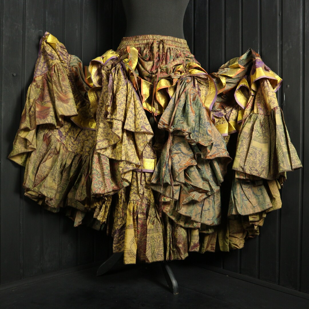 TULSA 2848 Waist GLOW Style VAGABOND Skirt Length 39, Colourful Silk