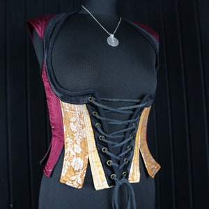 JULIA Fiora Bodice Top -  Size S 28"-30" Underbust, Adjustable Front Lacings, Colourful Silk Corset, Bellydance, Cosplay, Fantasy
