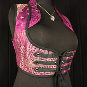 LILY PETAL - 38-42&quot; Underbust Arabella Choli - Size XL Silk Vest, Midriff Top, Cropped Corset Top, Cosplay Dance, Pirate Renfaire  Mermaid