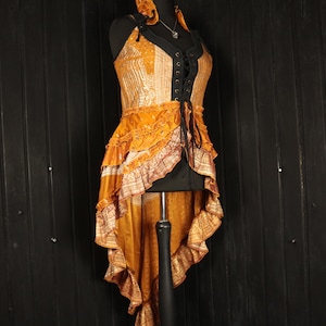 MARIGOLD - 38&quot; bust RAPHAELLA Gown - Size XL Full Silk Corset Style Bodice Coat Dress, Gothic Steampunk, RenFaire Pirate Medieval Burlesque