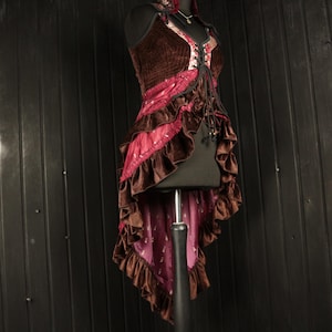 CLAIRE - 34” Bust ARYA Gown - Size M Velvet & Silk Corset Style Bodice Coat Dress, Gothic Steampunk, RenFaire Pirate Medieval Burlesque