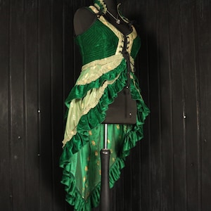 GLINDA - 42” bust ARYA Gown -Size (X X L) Velvet & Silk Corset Style Bodice Dress, Gothic Steampunk RenFaire Pirate Medieval Burlesque