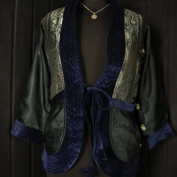 RUMI - 36" Bust SHAKTI Jacket - Size S Velvet & Silk Cover-up, Short Coat, Bolero Wrap, Boho, Elegant Evening Wear, Dressy, Bridal