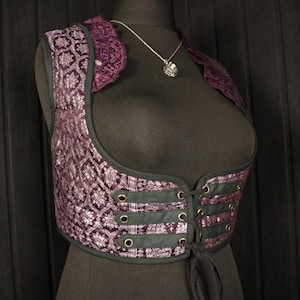 MYSTIC DAY- 40-44&quot; Underbust Arabella Choli - Size XXL Silk Vest, Midriff Top, Cropped Corset Top, Cosplay Dance, Pirate Renfaire Larp