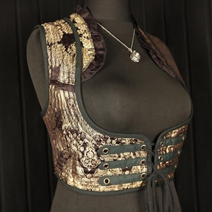 TWILIGHT HOUR - 40-44&quot; Underbust Arabella Choli - Size XXL Silk Vest, Midriff Top, Cropped Corset Top, Cosplay Dance, Pirate Renfaire Larp