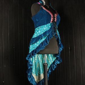 BELINDA - 42” bust ARYA Gown -Size (X X L) Velvet & Silk Corset Style Bodice Dress, Gothic Steampunk RenFaire Pirate Medieval Burlesque