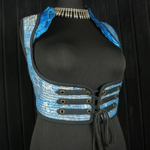 SYBIL - 38-42" Unterbrust ARABELLA Choli - Größe XL Seiden Weste, Midriff Top, bauchfreies Korsett, Cosplay Dance, Pirate Renfaire Larp Meerjungfrau