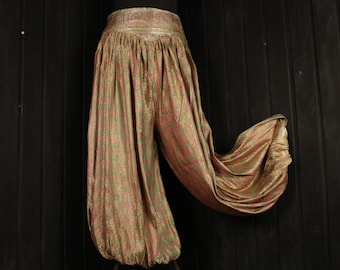 DERA - 30"-40" Waist JASMIN PANTS - Iridescent Silk Harem Pants, Tribal Bellydance, Arabian Nights, Aladdin, Larp, Cosplay, Fancydress