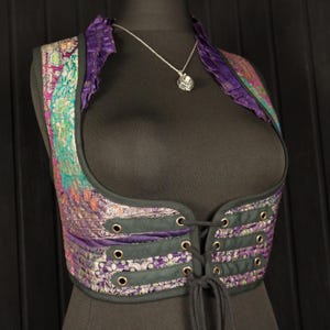 DAY DREAM 40-44&quot; Underbust Arabella Choli - Size XXL Silk Vest, Midriff Top, Cropped Corset Top, Cosplay Dance, Pirate Renfaire Larp