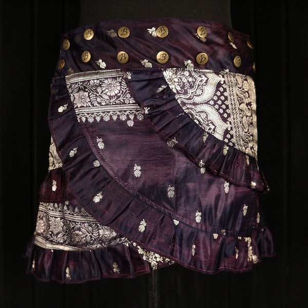 GARA - 30-40” Waist RUFFLE Wrap Skirt - Size S Silk Waist Hip Skirt, Mini Short  Skirt, Layering Skirt, Colourful Cosplay, Beach Cover