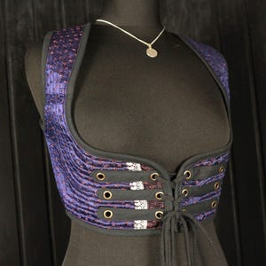 INDIRA -32-36&quot;  Underbust COLLARLESS ARABELLA Choli -Size M, Silk Vest, Midriff Top, Cropped Corset Top, Cosplay Dance Pirate Renfaire Larp
