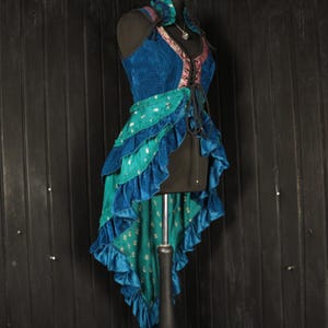 ADRIENNE - 36&quot; bust ARYA Gown - Size L Velvet Silk Corset Style Bodice Coat Dress, Gothic Steampunk, RenFaire Pirate Medieval Burlesque