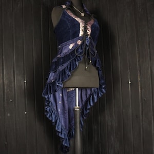 SABRINA - 42” bust ARYA Gown -Size (X X L) Velvet & Silk Corset Style Bodice Dress, Gothic Steampunk RenFaire Pirate Medieval Burlesque