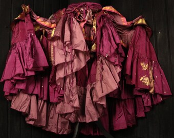 HEY SUGAR! - 28"-48" Waist Adjustable VAGABOND Skirt- Length 38", Colourful Silk Full Tiered Cosplay Skirt, Larp, RenFaire, Costume