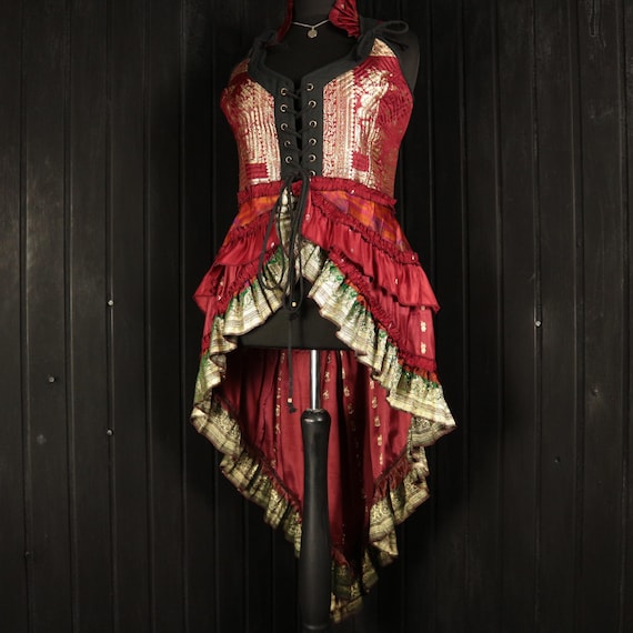 red and gold corset dress Rose Embellished Gold Corset Velvet Dress