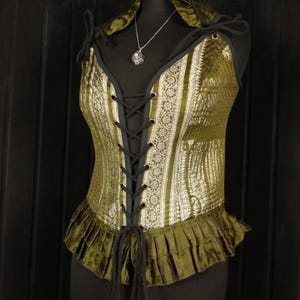 AURORA, Ophelia Bodice Top -  Size S 32&quot;-36&quot; Overbust, Adjustable Front Lacings, Colourful Silk Corset, Bellydance, Cosplay, Fantasy