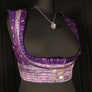 AUBREY - 28-32&quot; Underbust BELLA Choli -  Size XS, Adjustable Poppers & Back Lacings, Colourful Silk Undervest, Bellydance, Cosplay, Fantasy
