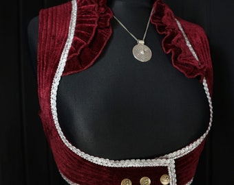 RUBY, M-L (34-38”), Velvetina Alexia Choli Underbust Velvet Turkish Vest, Colete, Popular Renfaire Renfest Cosplay Costume, ATS