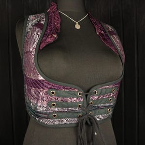 HEDRA - 38-42" Unterbrust ARABELLA Choli - Größe XL Seiden Weste, Bauchtop, Cosplay Tanz, Pirat Renfaire Larp Meerjungfrau