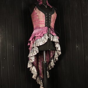 VIOLETA - 36” bust RAPHAELLA Gown - Size L Full Silk Corset Style Bodice Coat Dress, Gothic Steampunk, RenFaire Pirate Medieval Burlesque