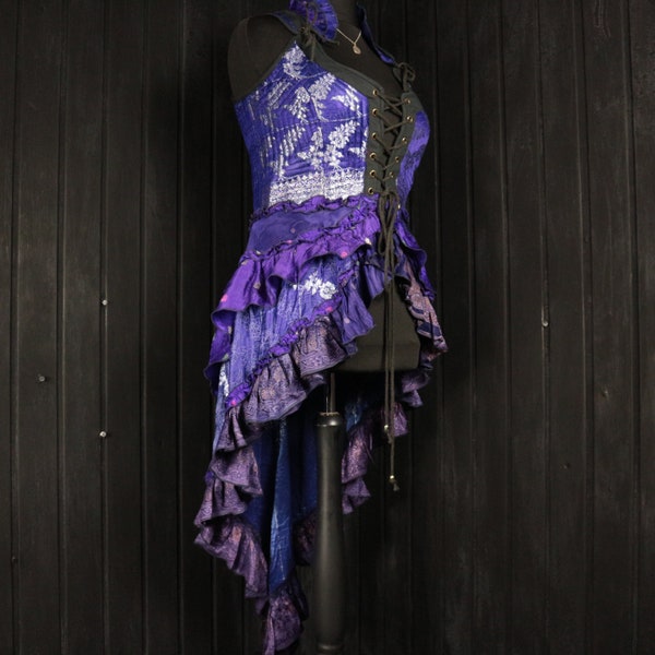 SANTORINI - 36” bust RAPHAELLA Gown - Size L Full Silk Corset Style Bodice Coat Dress, Gothic Steampunk, RenFaire Pirate Medieval Burlesque