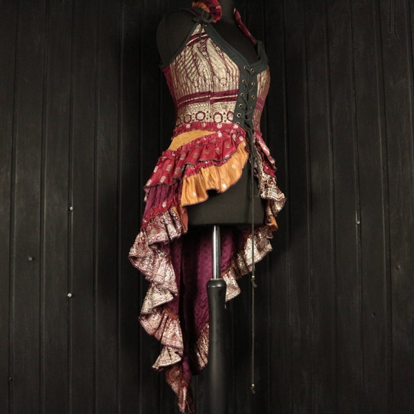 CORNELIA - 36” bust RAPHAELLA Gown - Size L Full Silk Corset Style Bodice Coat Dress, Gothic Steampunk, RenFaire Pirate Medieval Burlesque