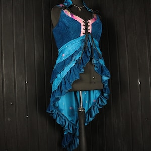ISABEAU - 42” bust ARYA Gown -Size (X X L) Velvet & Silk Corset Style Bodice Dress, Gothic Steampunk RenFaire Pirate Medieval Burlesque
