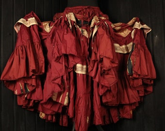 ROSARA - 28"-48" Waist Adjustable VAGABOND Skirt- Length 38", Colourful Silk Full Tiered Cosplay Skirt, Larp, RenFaire, Costume