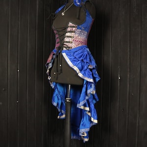 SAPPHIRE - 30&quot;-34”  Underbust ESMERALDA Gown -  Size M Silk Collared Dress, RenFaire, Victoriana, Cosplay, Fantasy Clothing, Burlesque
