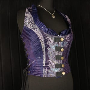 ERINNA - 34&quot;-38&quot; Overbust MALLACA Bodice Top - Size M Adjustable Side Lacing, Colourful Silk Corset, Bellydance, Cosplay, Fantasy, Pirate